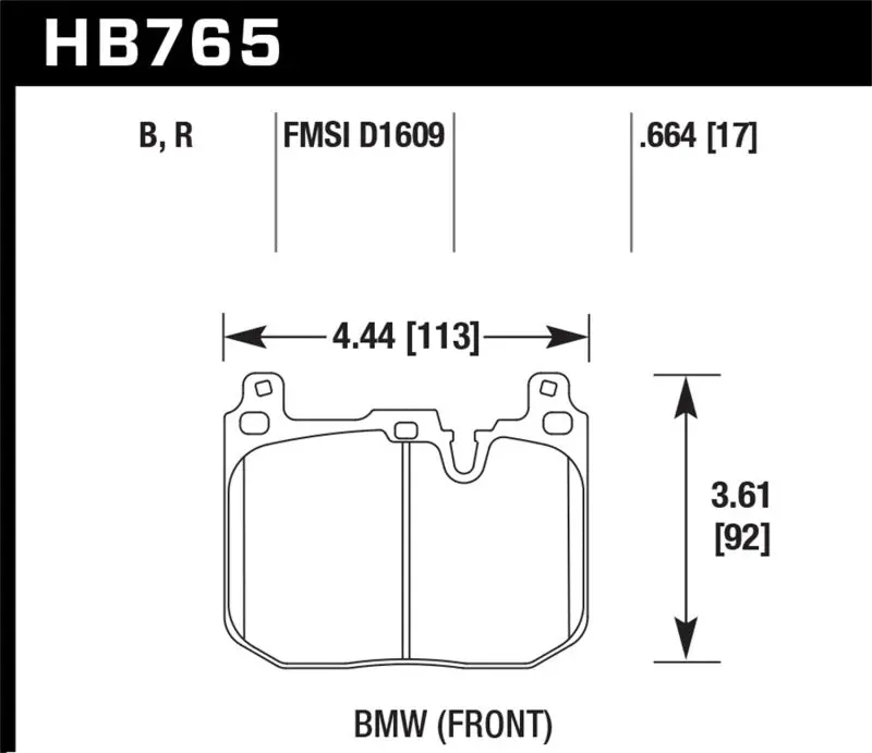 Hawk 15-17 Bmw M4 Dtc-30 Front Race Pads 1