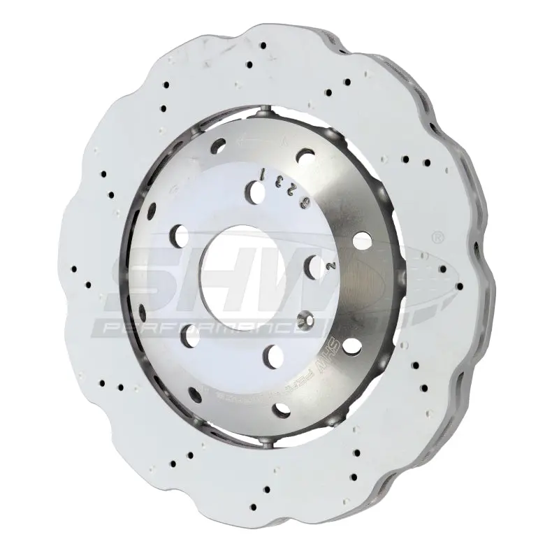 Shw 13-15 Audi Rs5 4.2L Rear Drilled-Dimpled Lightweight Wavy Brake Rotor (8T0615601a) 1