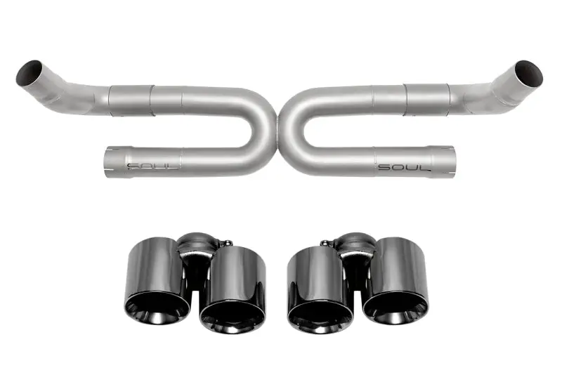 Soul 17-19 Porsche 991.2 Carrera (Non-Pse) Perf. Exhaust W/O Drone Tubes - S Mod. - Blk Chrome Tips 1