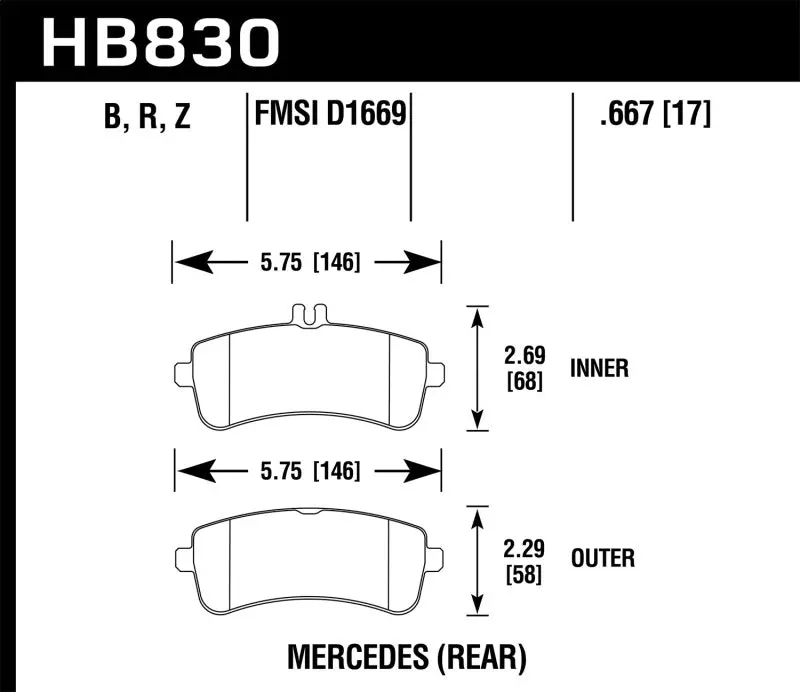 Hawk 13-16 Mercedes-Benz Sl63 Amg/Sl65 Amg Perfromance Ceramic Street Rear Brake Pads 1