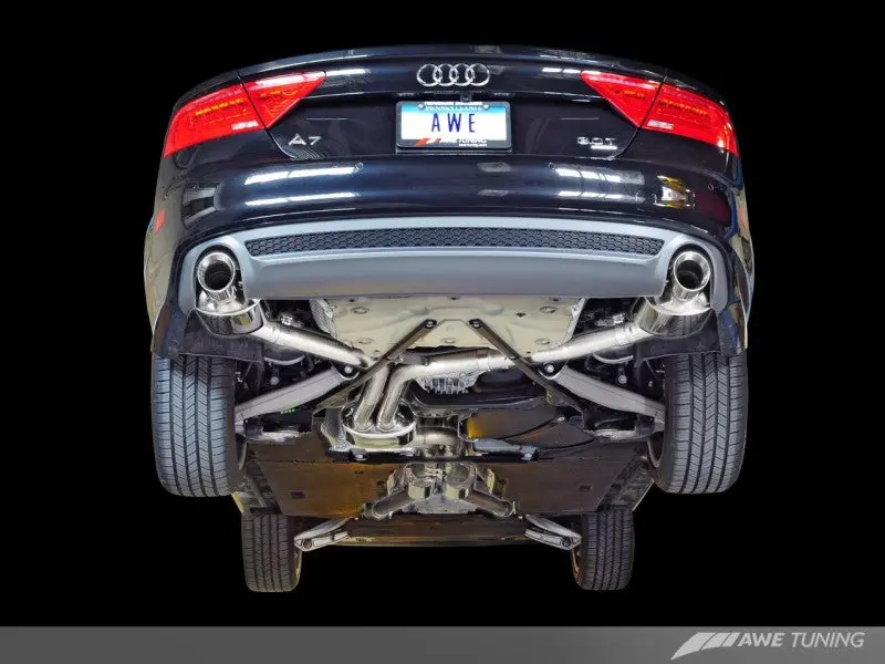 Awe Tuning Audi C7 A7 3.0T Touring Edition Exhaust - Dual Outlet Diamond Black Tips 1