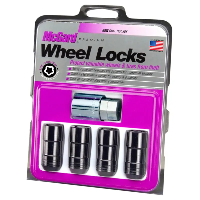Mcgard Wheel Lock Nut Set - 4Pk. (Cone Seat) M14x1.5 / 21Mm & 22Mm Dual Hex / 1.965In. L - Black 1