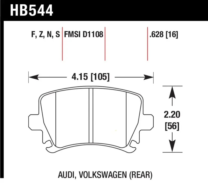 Hawk 2006-2009 Audi A3 Tfsii Quattro 2.0 Hps 5.0 Rear Brake Pads 1