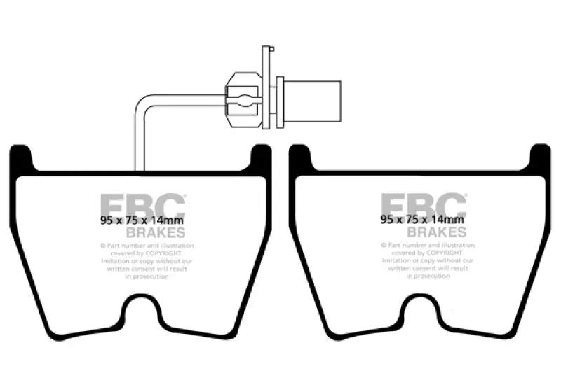 Ebc 06-09 Audi Rs4 4.2 (Cast Iron Rotors) Redstuff Front Brake Pads 1