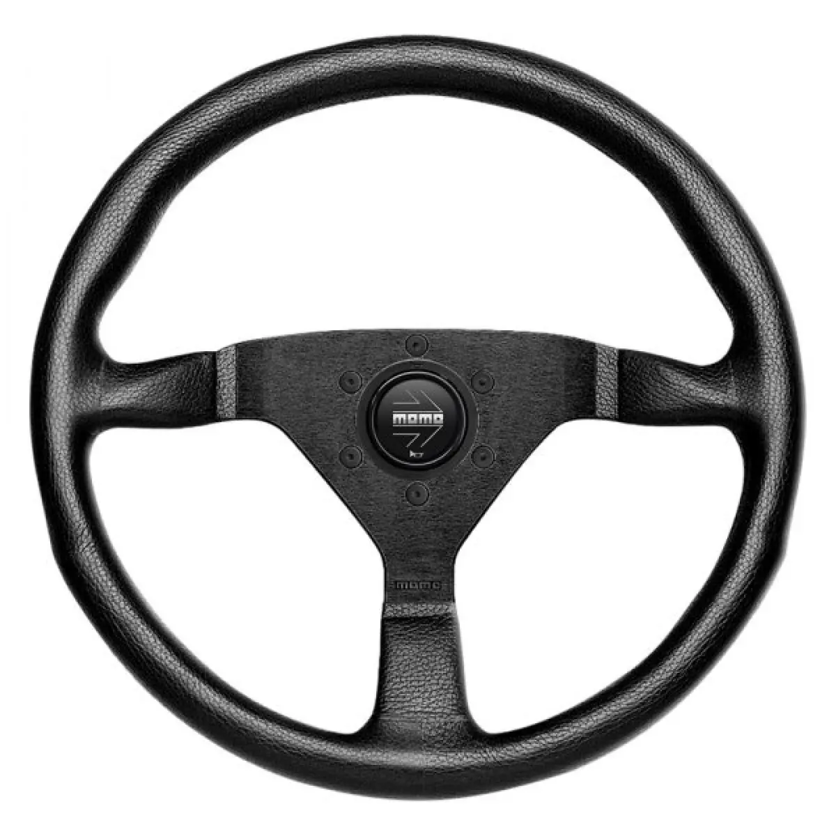 Momo 3-Spoke Monte Carlo Series Black Leather Steering Wheel With Black Stitch 1