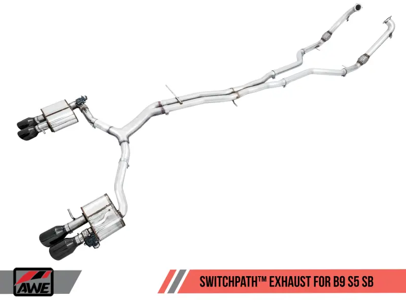 Awe Tuning Audi B9 S5 Sportback Switchpath Exhaust - Non-Resonated (Black 102Mm Tips) 1