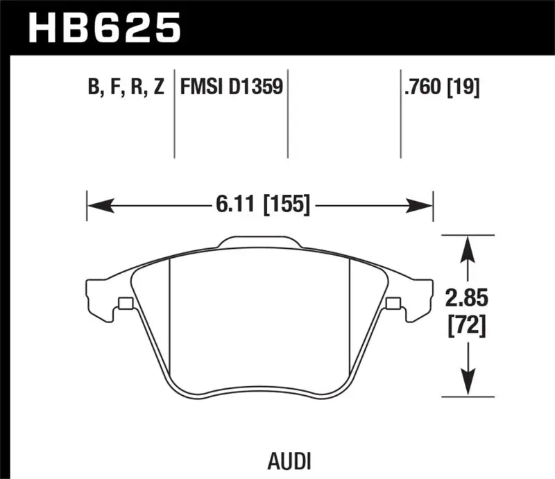 Hawk 2001-2010 Audi S3 European Hps 5.0 Front Brake Pads 2