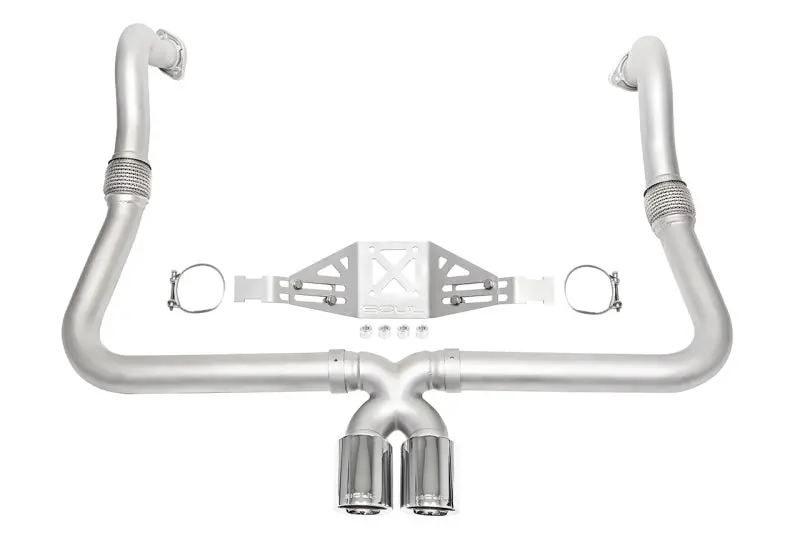 Soul 17+ Porsche 718 Cayman / Boxster Performance Exhaust - Manual - Pol. Chrome Dual Wall Tips 1
