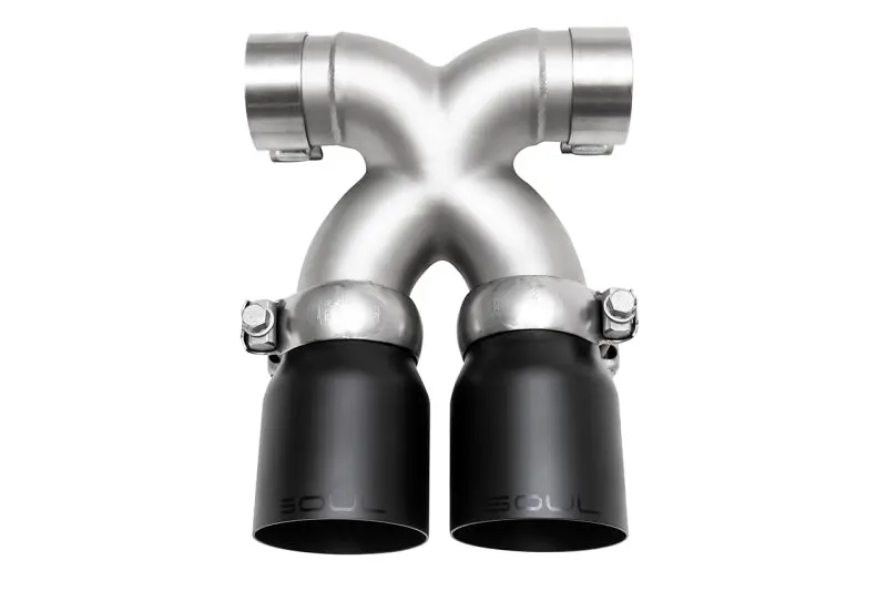 Soul 17+ Porsche 718 Cayman / Boxster Bolt-On X-Pipe W/ Tips - Straight Cut Satin Black Tips 1