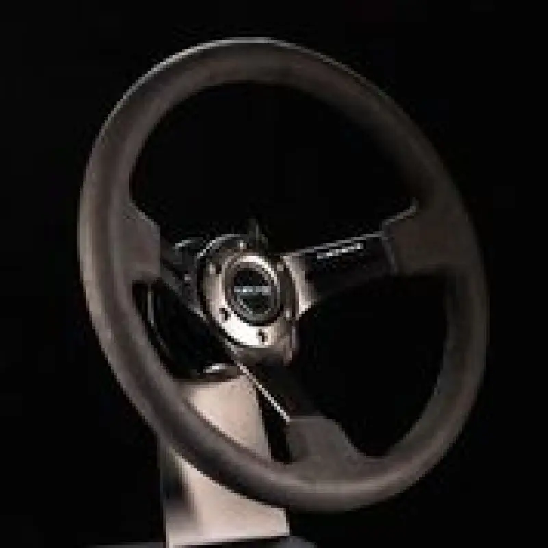 Nrg Reinforced Steering Wheel (350Mm / 3In. Deep) Black Leather W/ Alcantara Stitching 1