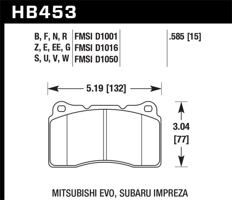Hawk 03-06 Evo / 04-09 Sti / 09-10 Genesis Coupe (Track Only) / 2010 Camaro Ss Dtc-60 Race Front Bra 1