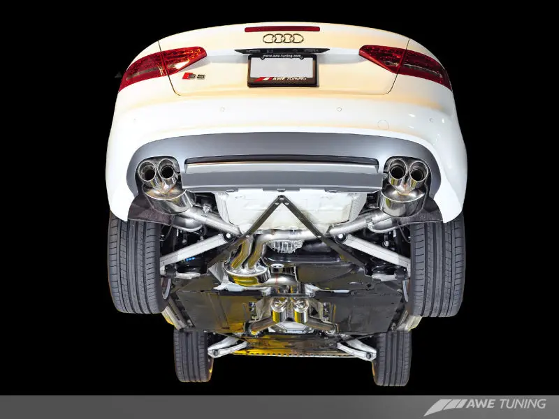 Awe Tuning Audi B8 / B8.5 S5 Cabrio Touring Edition Exhaust - Non-Resonated - Chrome Silver Tips 1