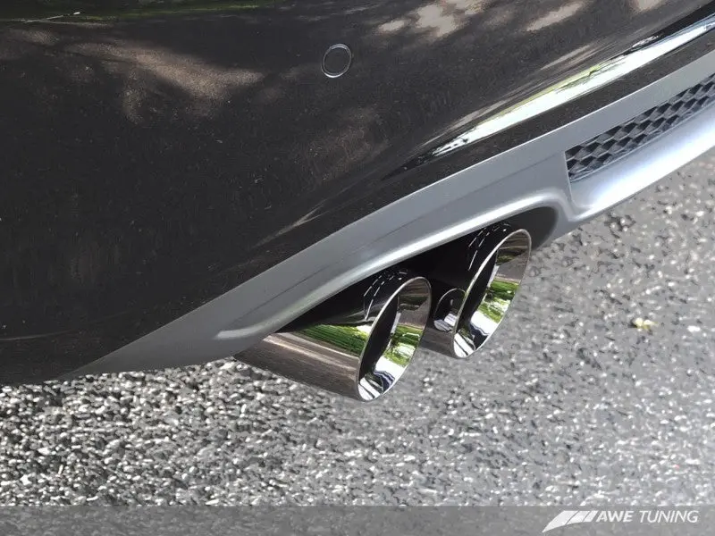 Awe Tuning Audi B8 A4 Touring Edition Exhaust - Single Side Polished Silver Tips 1