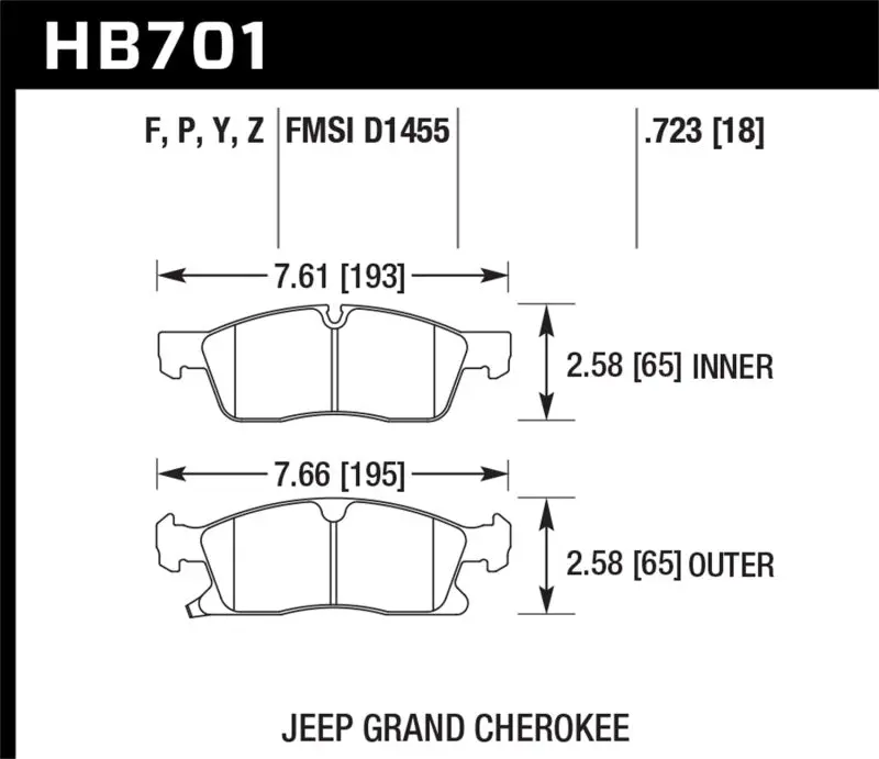 Hawk 11-12 Dodge Durango / 11-12 Jeep Grand Cherokee Lts Front Street Brake Pads 1