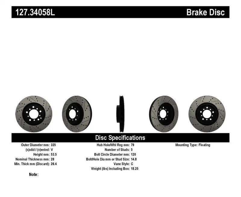 Stoptech Slotted & Drilled Sport Brake Rotor 1