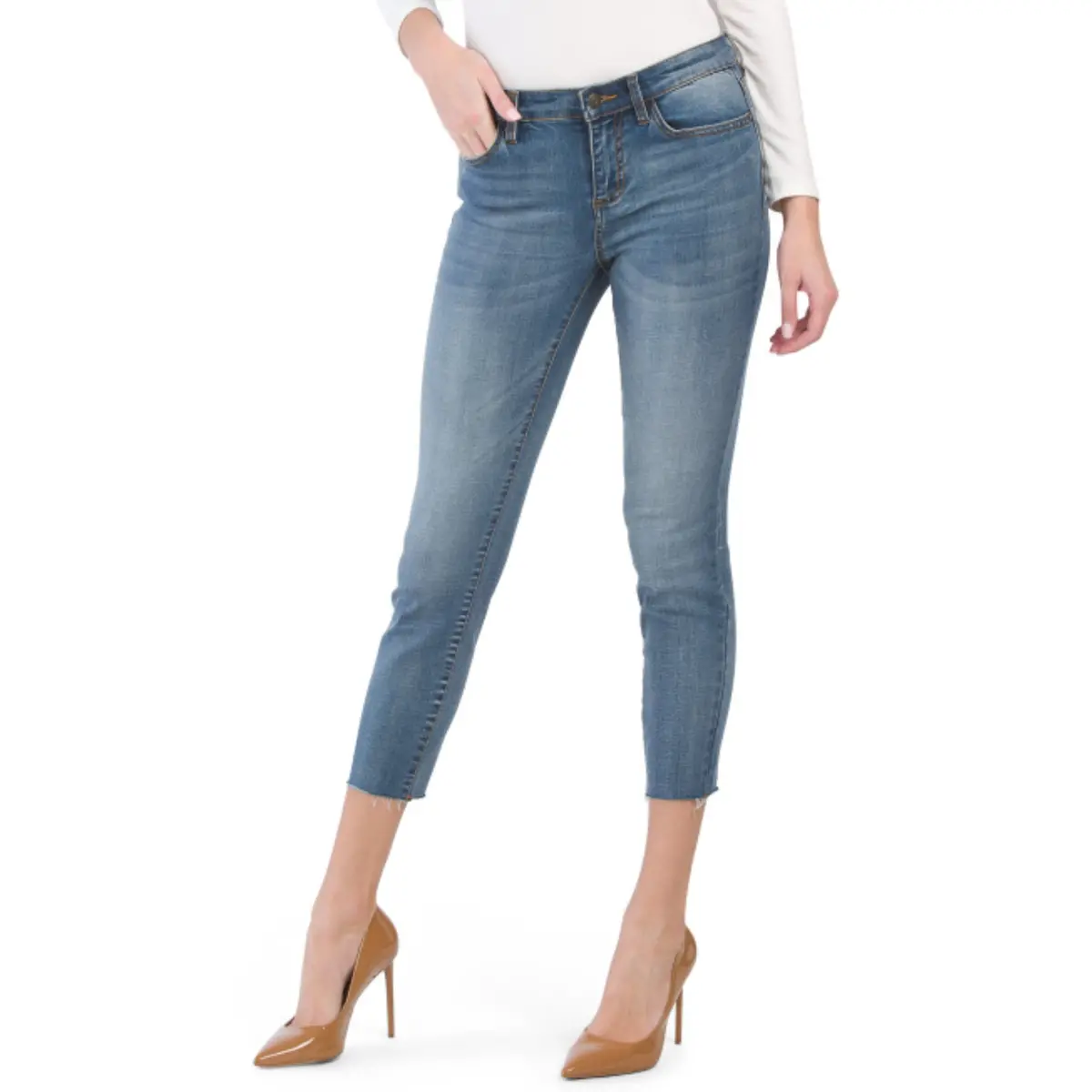 Buffalo David Bitton Women's Faith Raw Cuff Cropped Skinny Jeans 1