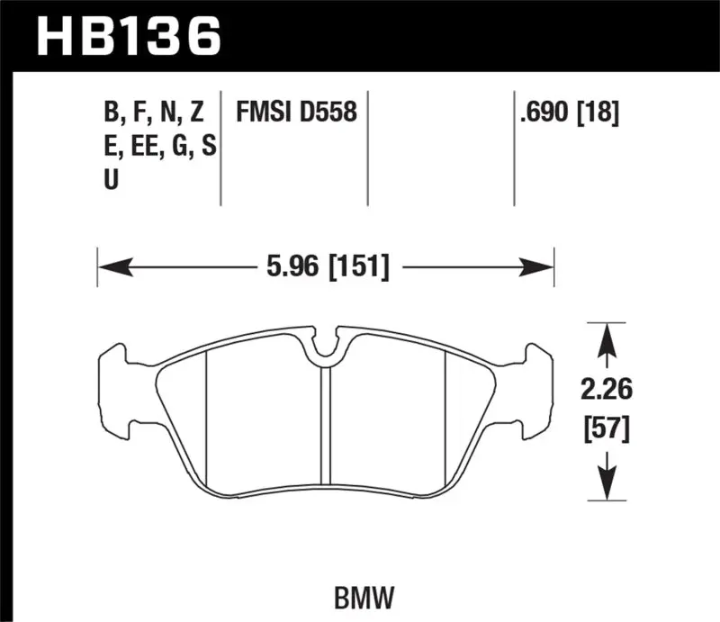 Hawk Bmw 318I/318Ic/318Is/318Ti/325Ci/325I/325Is/325Xi/328Ci/328Ic/328Is/Z3 Ht-10 Race Frt Brk Pads 1