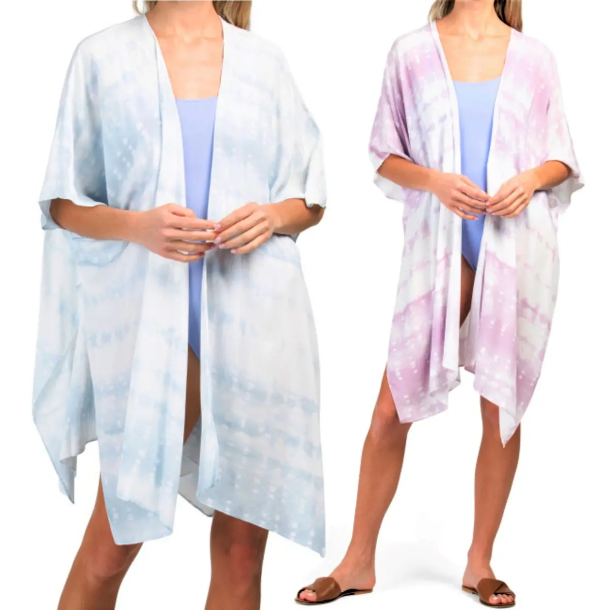 Steve Madden Women's Tie Dye Print Lightweight Kimono Top Cover-Up 1