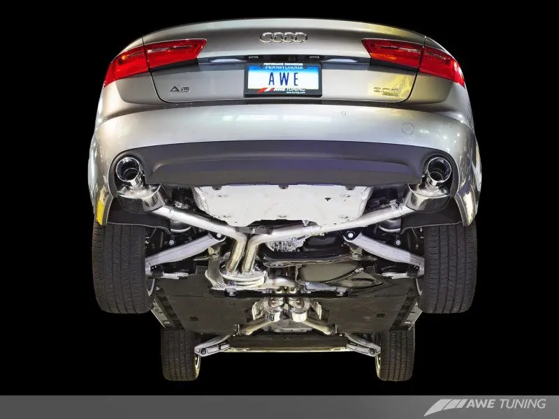 Awe Tuning Audi C7 A6 3.0T Touring Edition Exhaust - Dual Outlet Chrome Silver Tips 1