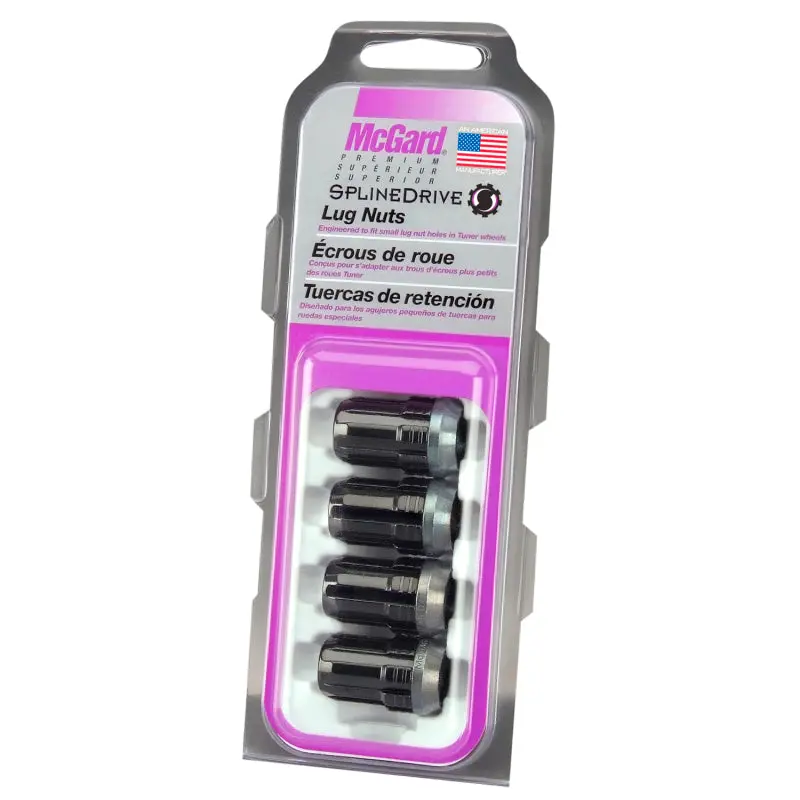Mcgard Splinedrive Lug Nut (Cone Seat) M12x1.5 / 1.24In. Length (4-Pack) - Black (Req. Tool) 2