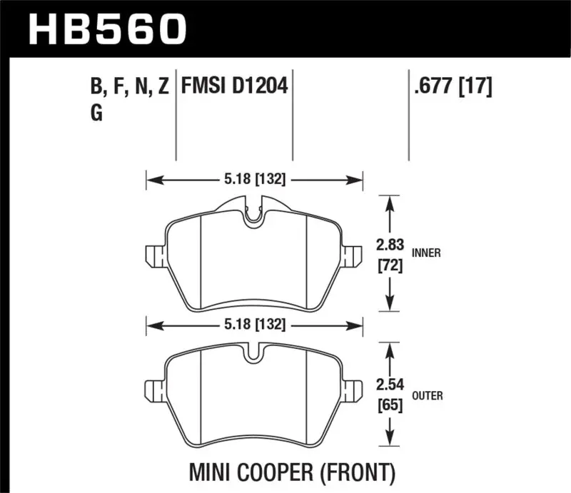 Hawk 06-15 Mini Cooper Dtc-60 Race Front Brake Pads 1