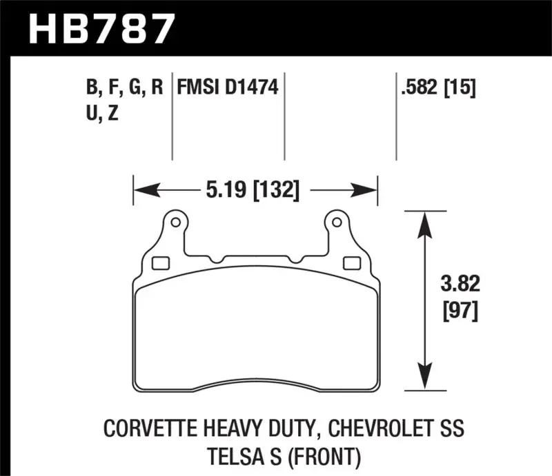 Hawk 15-17 Chevy Corvette Z06 Hps 5.0 Front Brake Pads 2