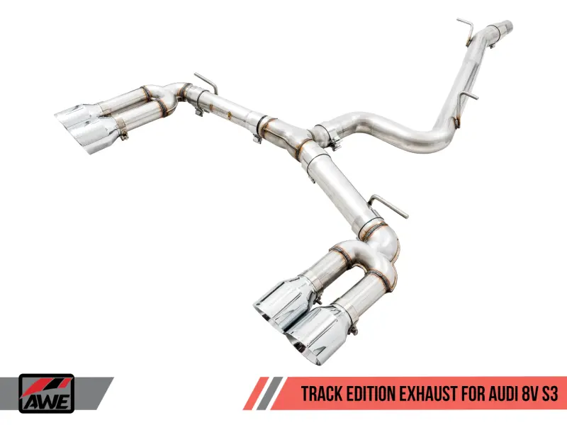 Awe Tuning Audi 8V S3 Track Edition Exhaust W/Chrome Silver Tips 102Mm 1