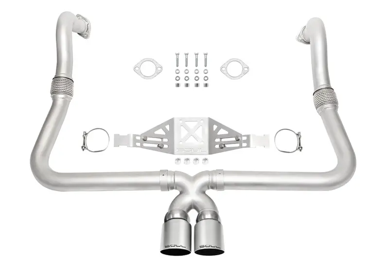 Soul 17+ Porsche 718 Cayman / Boxster Performance Exhaust - Manual - Straight Cut Sig Satin Tips 1