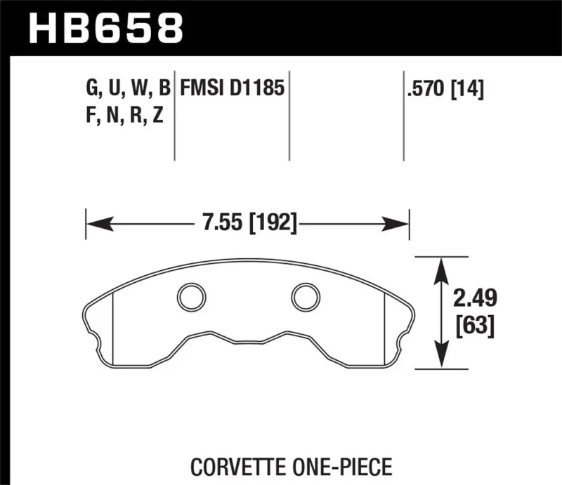 Hawk 2010-2013 Chevy Corvette Grand Sport (One-Piece Pads) Er-1 Motorsports Front Brake Pads 1