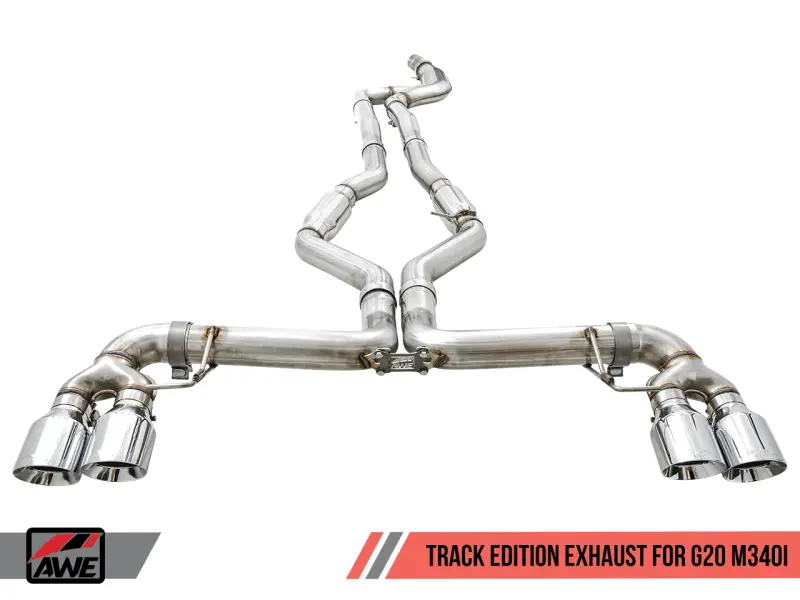 Awe Tuning 2019+ Bmw M340i (G20) Track Edition Exhaust - Quad Chrome Silver Tips 1