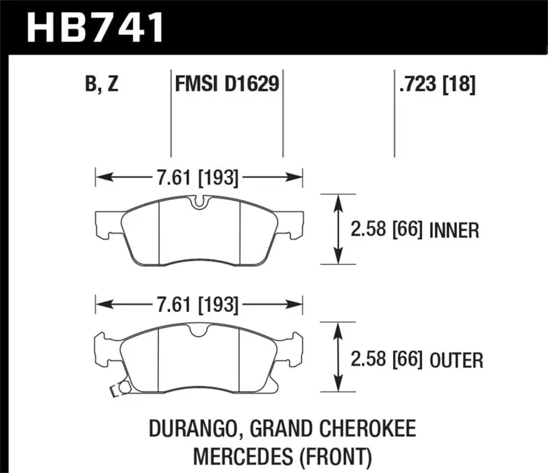 Hawk 13-15 Mercedes-Benz Gl350/450 12-15 Ml350 2015 Ml250 Hps 5.0 Front Brake Pads 2
