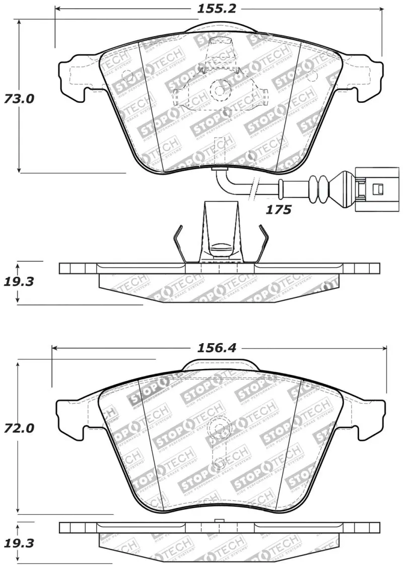 Stoptech Performance 08-13 Audi Tt Quattro / 12 Vw Golf R Front Brake Pads 2