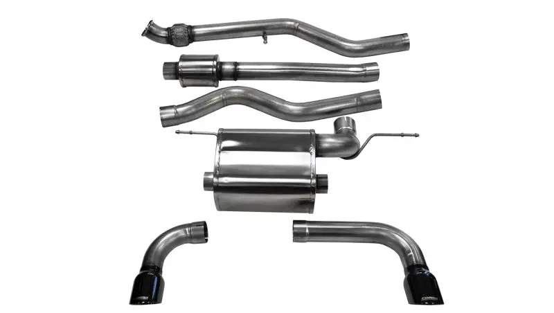 Corsa 2012-2017 Bmw 335I Sedan Rwd F30 3In Black Touring Dual Rear Single 3.5In Tip Cat-Back Exhaust 1