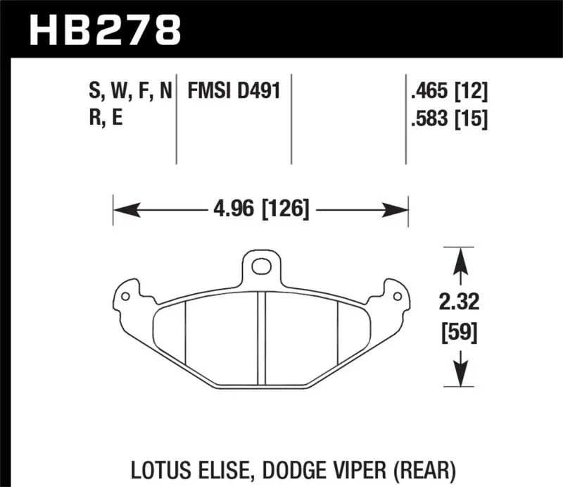 Hawk Lotus Elise 12Mm Ht-10 Rear Race Brake Pads 1