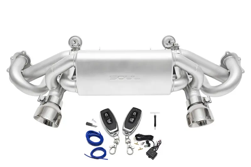 Soul 2020+ Porsche 718 Gt4 / Spyder / Gts 4.0L Valved Exhaust - Polished Slash Cut Tips - W/ Vc 1