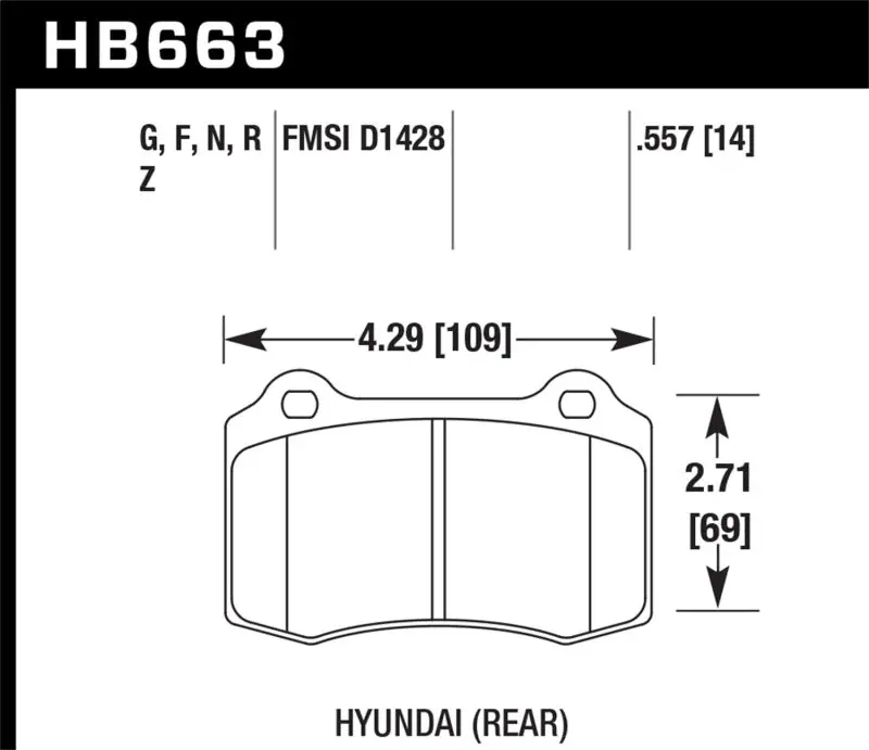 Hawk 10 Hyundai Genesis Coupe (Track W/ Brembo Breaks) Performance Ceramic Street 14Mm Rear Brake Pa 1
