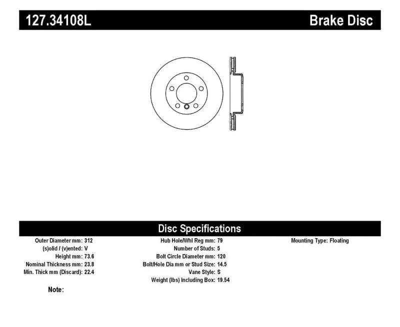 Stoptech 9/07-09 Bmw 328 Slotted & Drilled Left Front Rotor 1