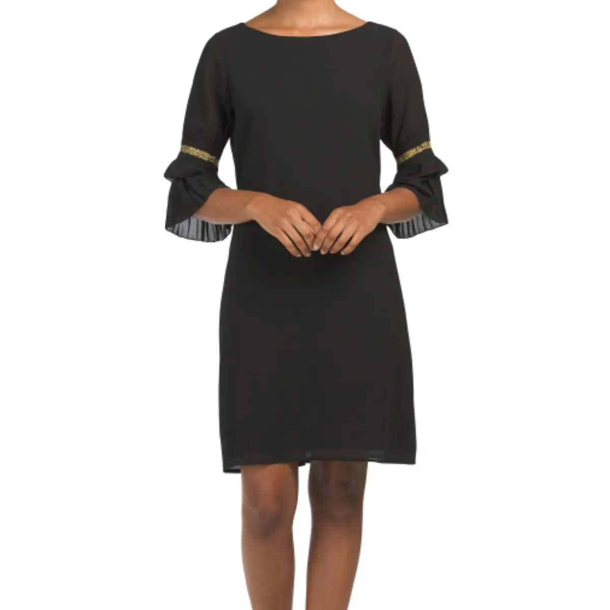 Mim's Creazioni Made In Italy Sheer Overlay Pleated Cuff Cocktail Mini Dress 1