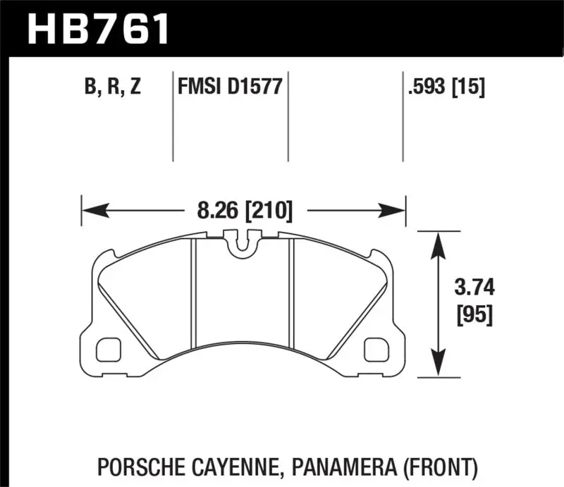 Hawk 10-13 Porsche Panamera / 15-17 Porsche Macan Turbo Hps 5.0 Front Brake Pads 1