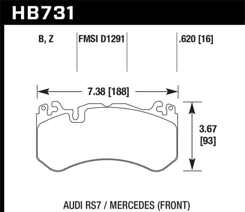 Hawk 15-17 Audi Rs7 / 14-15 Mercedes G63 Amg / Sl63 Amg Hps 5.0 Street Front Brake Pads 2