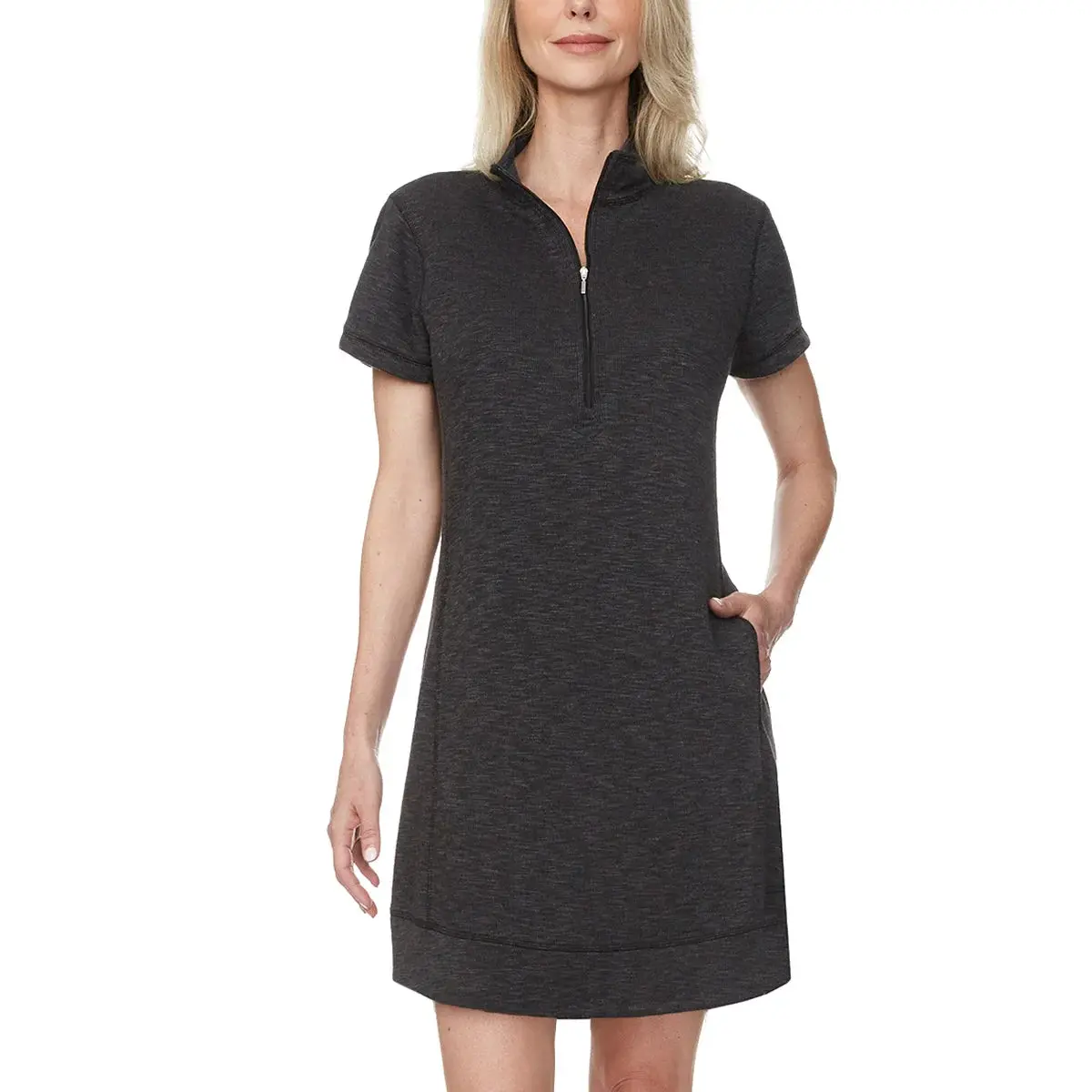 Legendary Outfitters Women's Cotton Blend Quarter Zip Casual Mini Dress 1