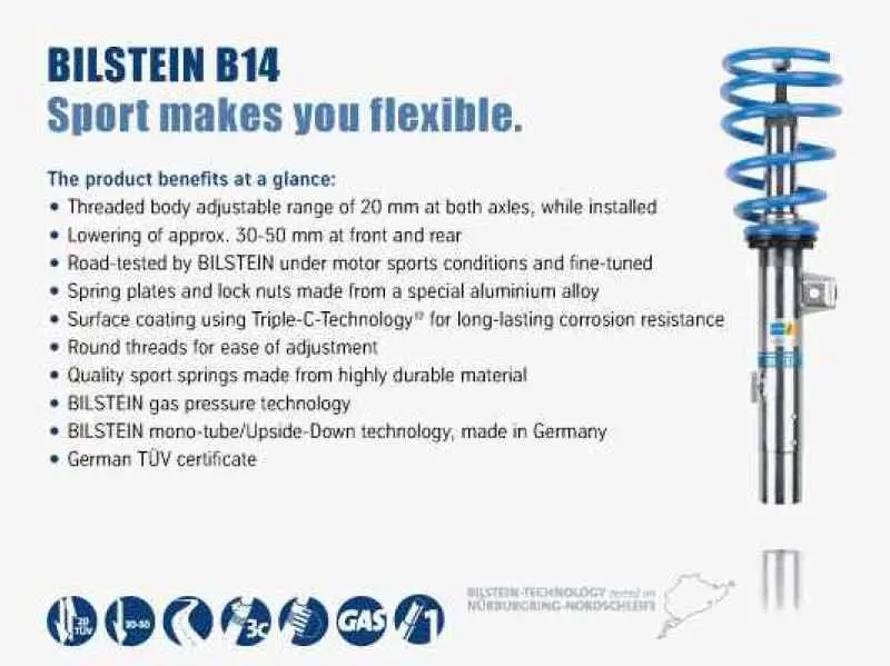 Bilstein B14 2002 Mercedes-Benz C230 Kompressor Front And Rear Suspension Kit 1