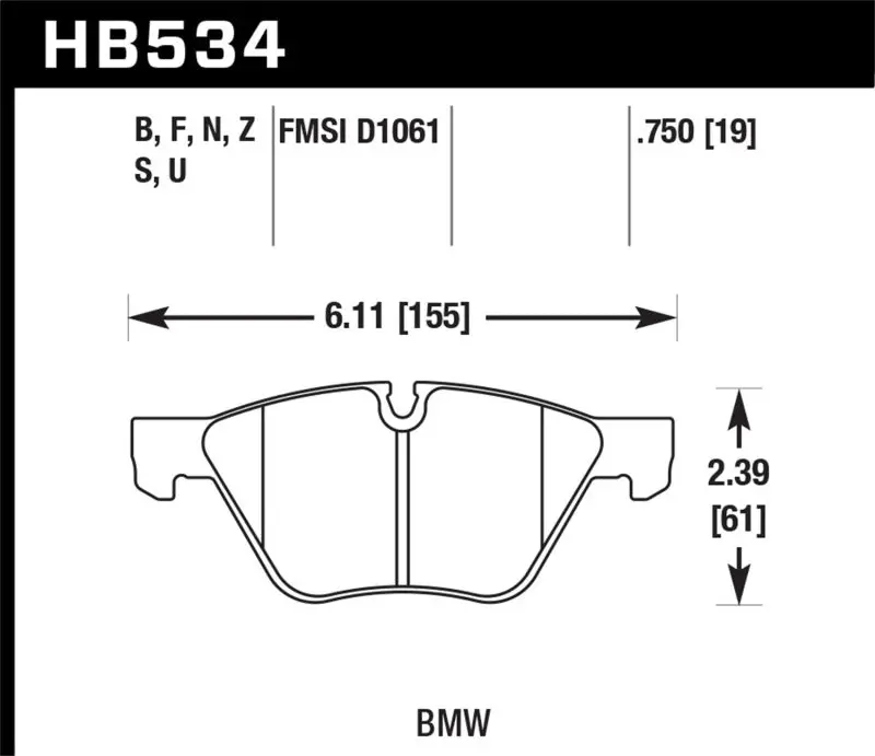Hawk 08-12 Bmw 128I /06 325I/325Xi /07 328I/328Xi /06 330I/330Xi Front Ht-10 Race Brake Pads 1