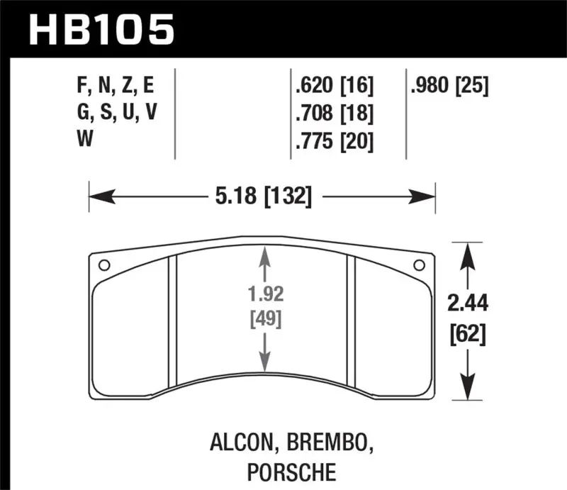 Hawk Alcon/Brembo/Porsche Dtc-70 Rear Race Brake Pads 1
