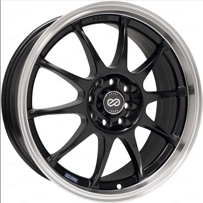 Enkei J10 16X7 4X100/108 42Mm Offset 72.62Mm Bore Dia Matte Black W/ Machined Lip Wheel 1