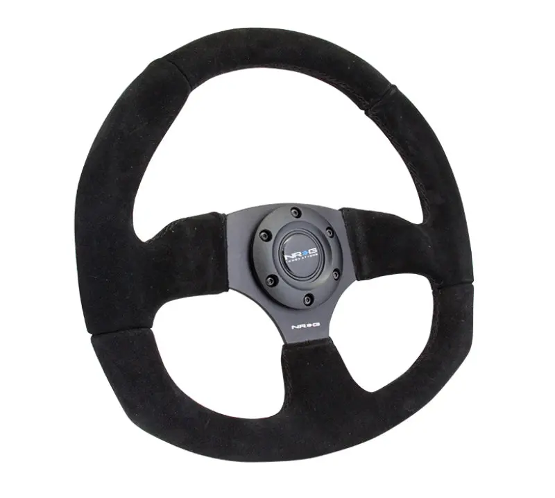 Nrg Reinforced Steering Wheel (320Mm Horizontal / 330Mm Vertical) Black Suede W/Black Stitching 1