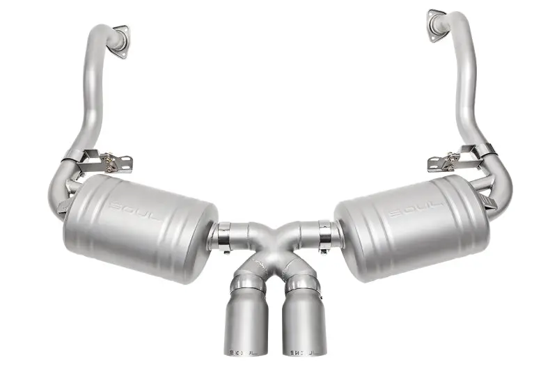 Soul 05-08 Porsche 987.1 Cayman / Boxster Performance Exhaust - Slash Cut Sig Satin Tips 1