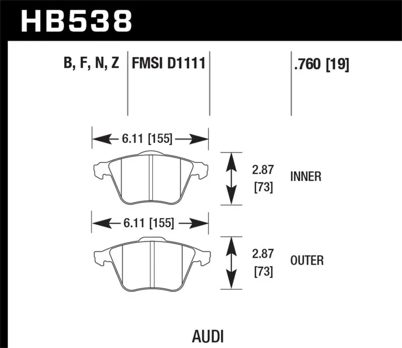 Hawk 2009-2009 Audi A4 Cabriolet Hps 5.0 Front Brake Pads 2