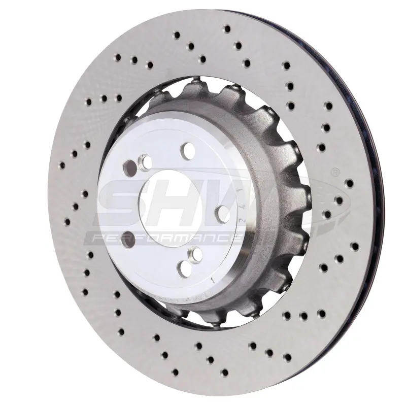 Shw 15-18 Bmw X5 M 4.4L Right Rear Cross-Drilled Lightweight Brake Rotor (34212284904) 1