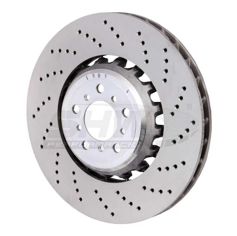 Shw 13-16 Bmw M5 4.4L Right Front Cross-Drilled Lightweight Brake Rotor (34112284102) 1